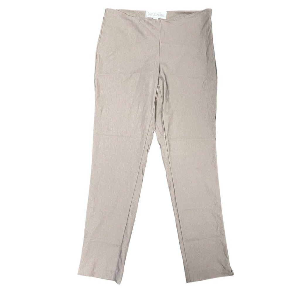 Sara Campbell Taupe Stretch Trousers Pants Side Zip Made in USA Size 4